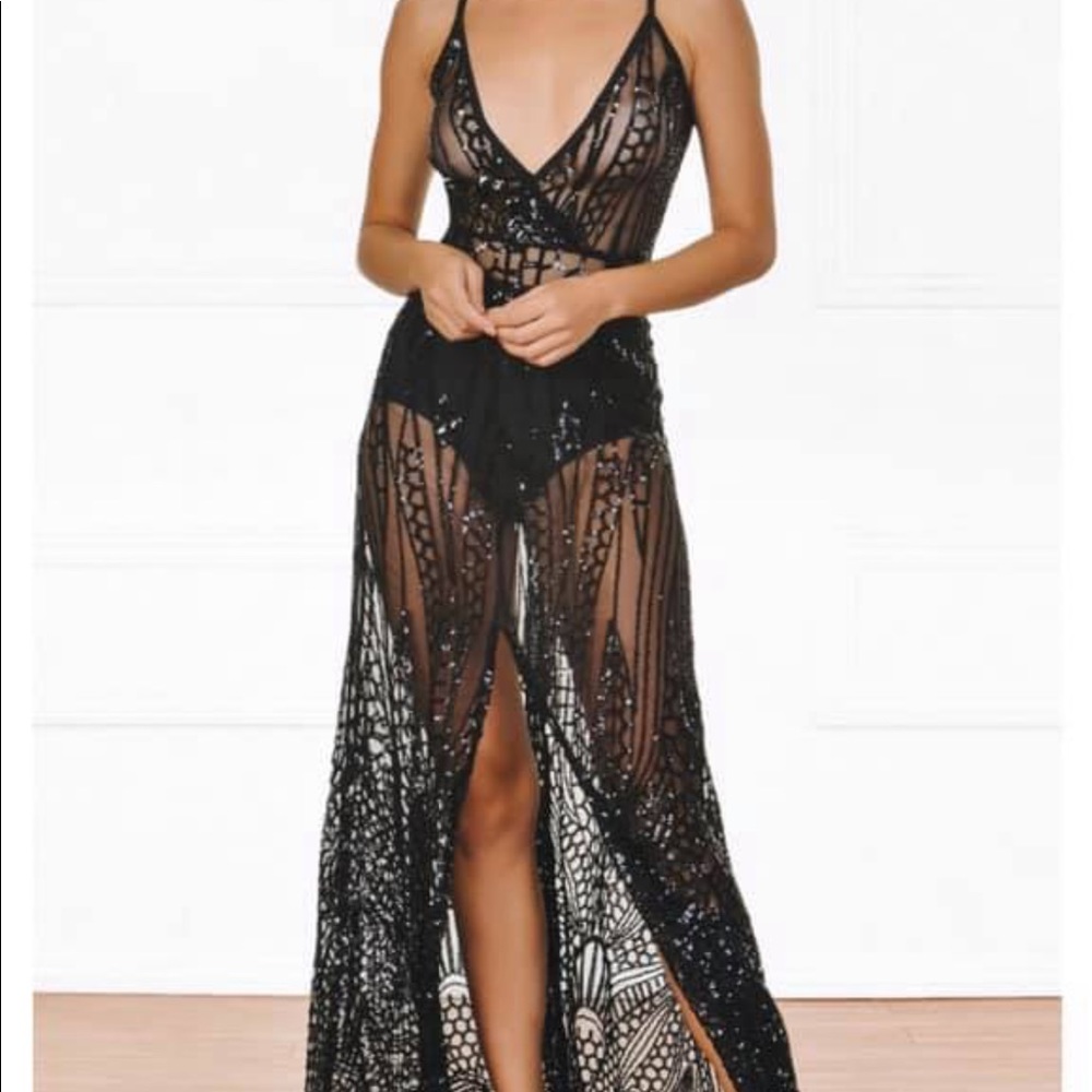COPY - Black sequin dress - see thru!